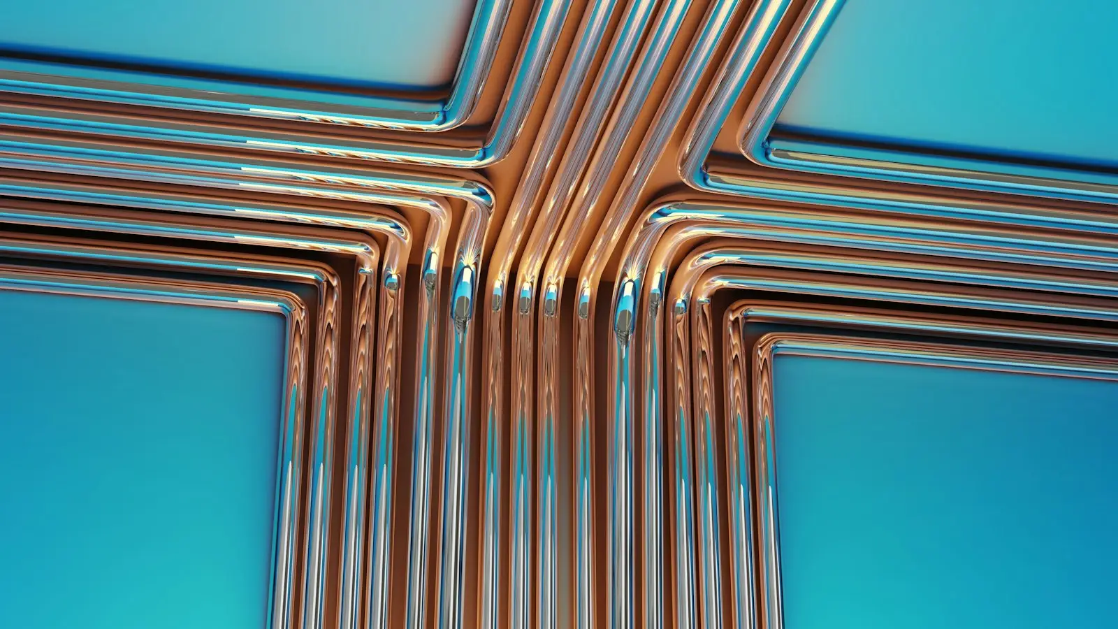 Neat copper pipework with valves along a wall